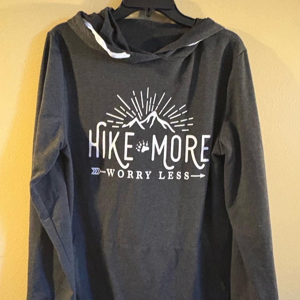 Charcoal 'Hike More Worry Less' Lightweight Hoodie